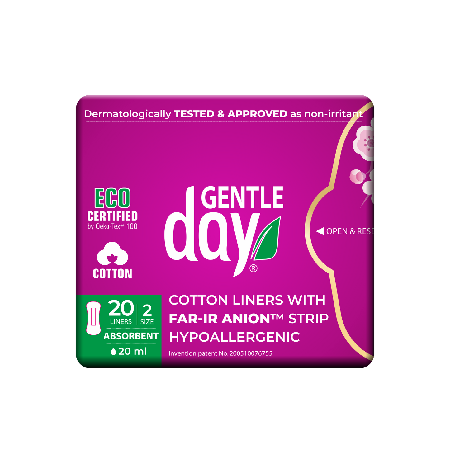Gentle Day ekologiskos medvilnes hipoalerginiai sugeriantys iklotai su anijonų juostele