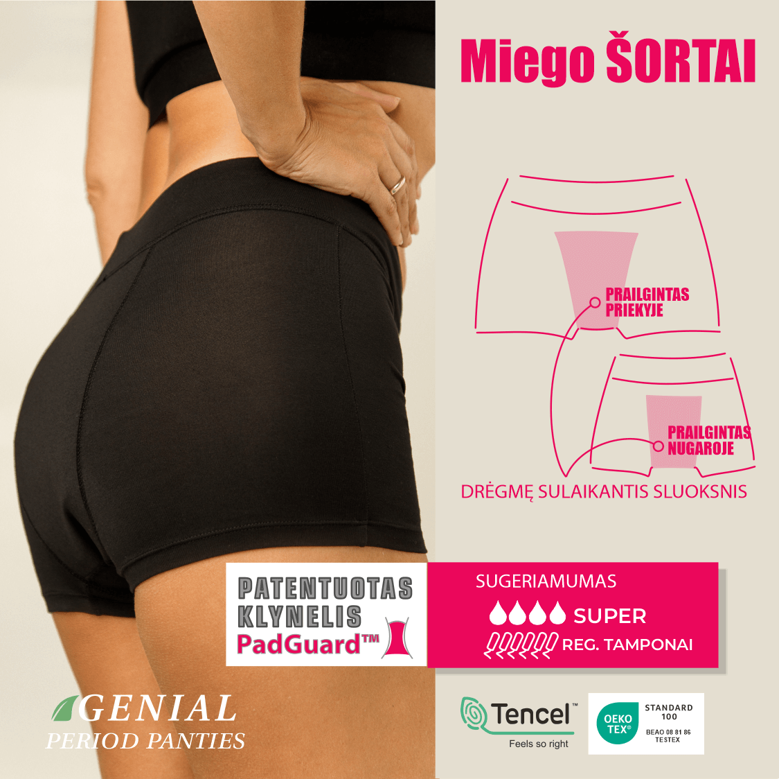 Menstruacinės kelnaitės miegui „Boxer“