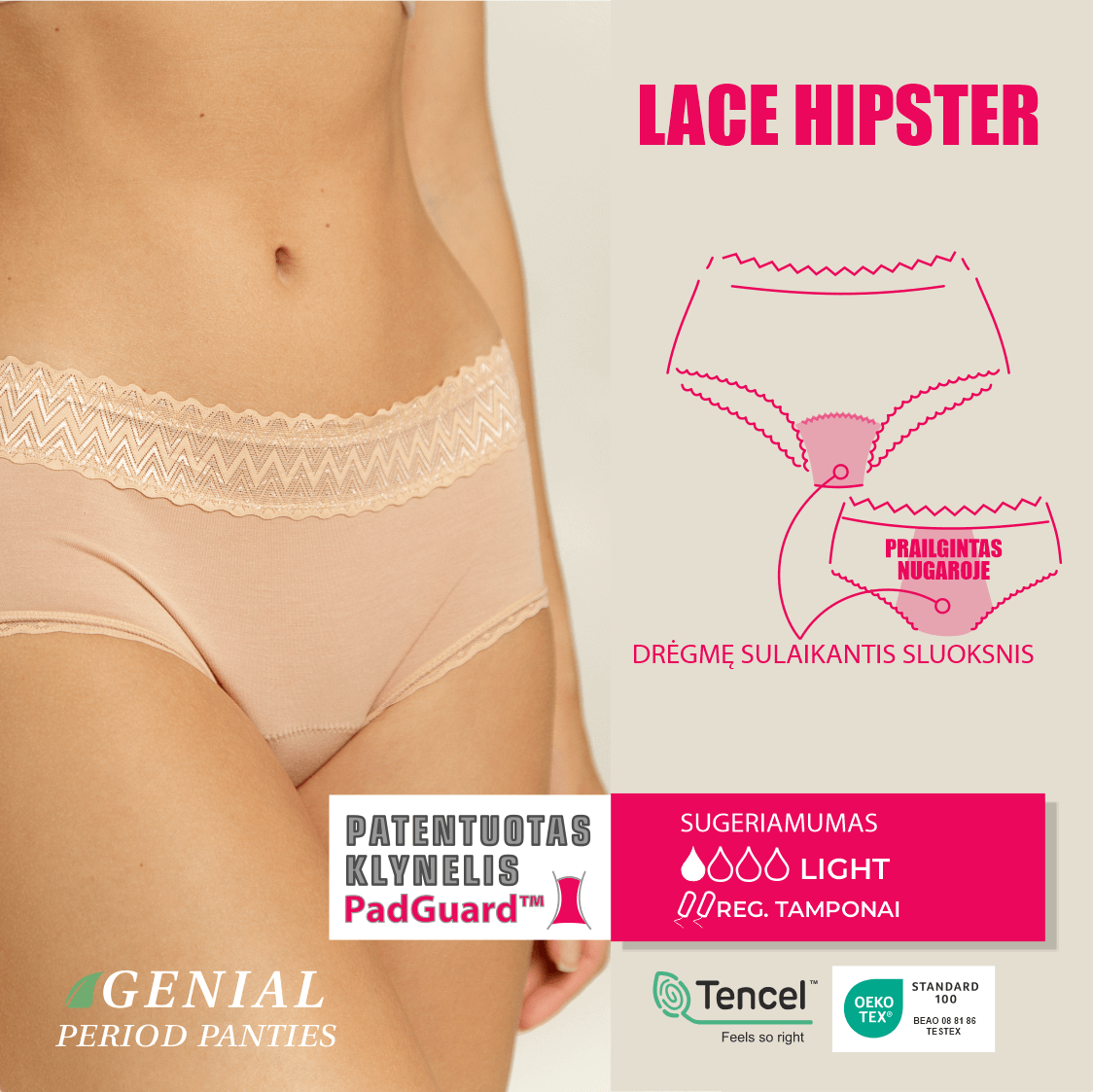 Menstruacinės kelnaitės „Lace Hipster“