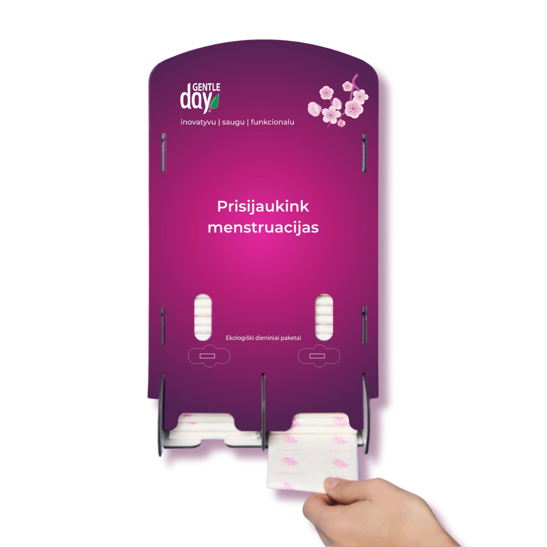 Pakabinamas rožinis įklotų skirstytuvas