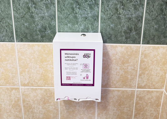 GENTLE DAY® menstruacijų higienos priemonių paketų skirstytuvas mokyklos tualete
