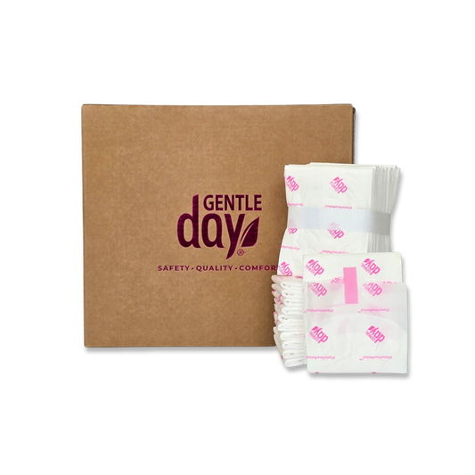 GENTLE DAY® dieniniai higieniniai paketai, 100 vnt. kartoninėje dėžėje, skirti higienos stotelėms ir skirstytuvams papildyti.