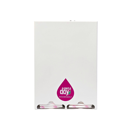 metalinė dėžutė-skirstytuvas higieniniams įklotams su gentle day logotipu 