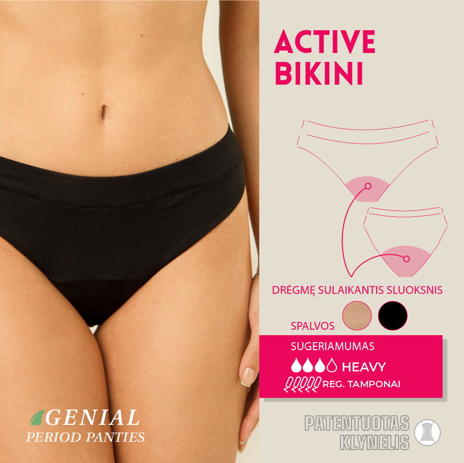 NAUJIENA! Menstruacinės kelnaitės Active Bikini